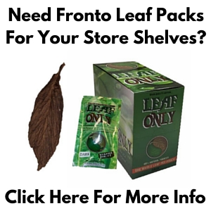 Fronto leaf packs and a counter display box for store shelves, beside a dark whole fronto leaf
